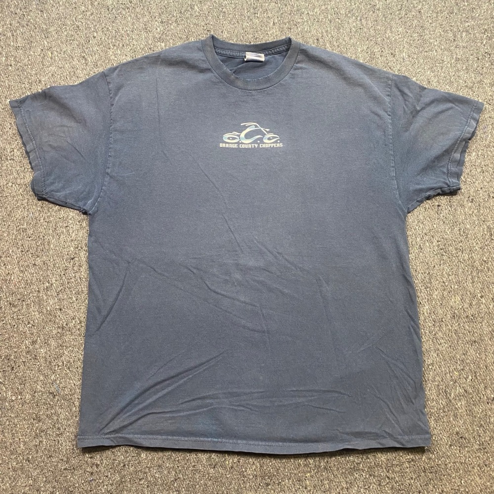 Orange County Choppers Shirt Sz XL Mens Blue Grunge Americas Most Wanted Graphic